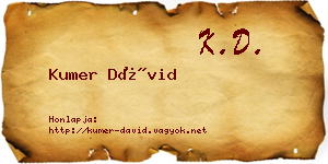 Kumer Dávid névjegykártya
